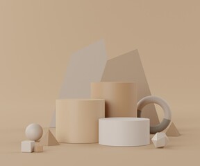 3d abstract render scene of minimal Podium for display products and advertising with clean background