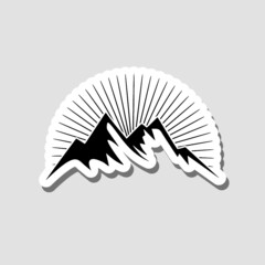 Mountain logo sticker isolated on gray background