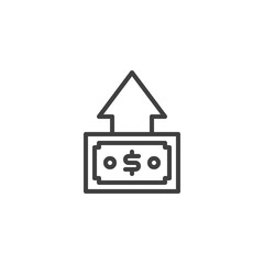 Arrow up and money line icon. linear style sign for mobile concept and web design. Dollar rate increase outline vector icon. Symbol, logo illustration. Vector graphics