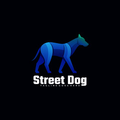 Vector Logo Illustration Street Dog Gradient Colorful Style.