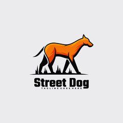 Vector Logo Illustration Street Dog Simple Mascot Style.
