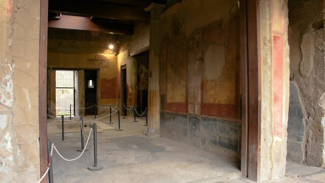 Ruins of famous Pompeii city, Italy.House of the Menander