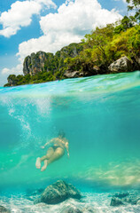 underwater of awoman in the Indian Ocean