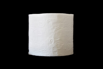 isolated toilet paper roll on a black background