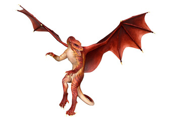 3D Rendering Fairy Tale Dragon on White