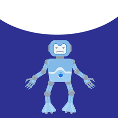 Android mechanical robot with sad facial expressions. The robot is broken, space for text, copy space. Vector illustration