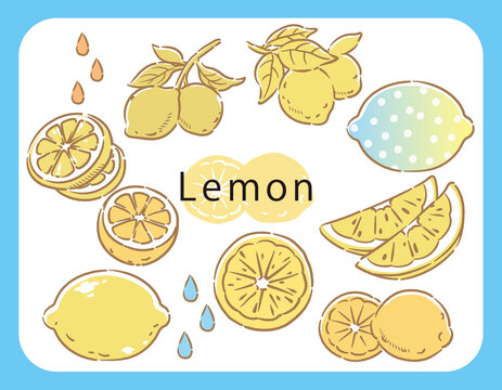 レモンのアイコンイラスト・セット。ベクター画像。