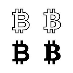 Set of Bitcoin sign icons. Crypto currency symbol. Blockchain. Cryptocurrency