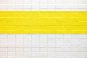 Yellow Stripe Mosaic Tile of Wall Texture Background.