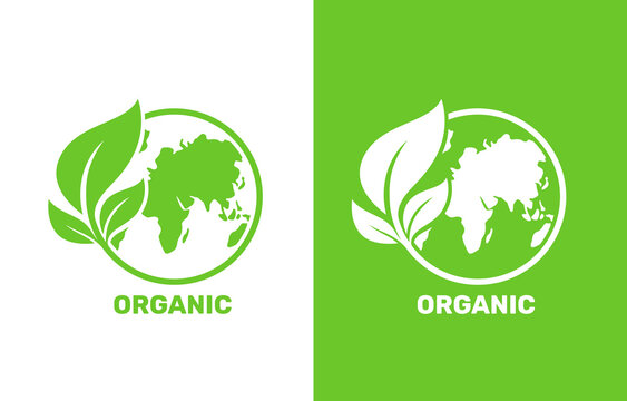 Ecology Organic Green Planet Earth. Sign On A White Background. Vector