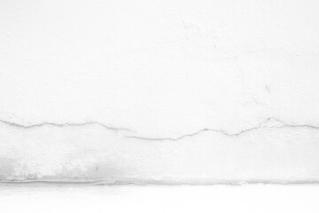 Broken Wall of White Concrete Room with Pavement Background, Suitable for Wallpaper, Backdrop, Mockup, Product Presentation and Web Design.