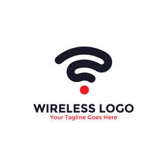 Abstract wireless logo vector. Signal wave and wifi connection concept.