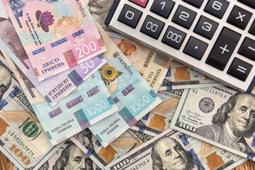 dollar and hryvnia cash currency exchange. finance investment