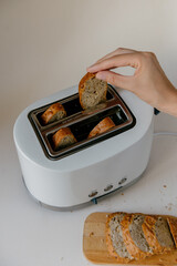 Healthy Breakfast with whole grain bread cooked in a toaster