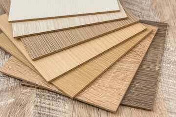 wood material catalog for design on desk. Surface plank collection. Natural floor decoration for interior. industry