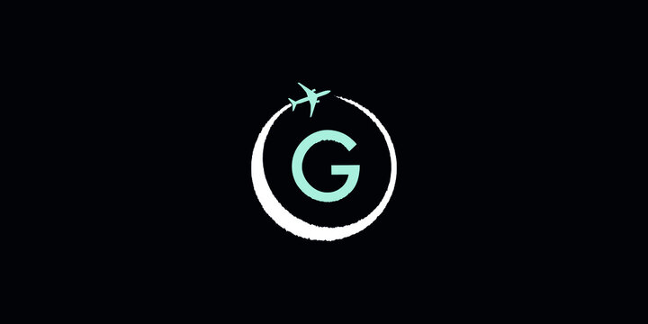 G Letter In A Smoke Circle Of Airplane Travel Logo Design