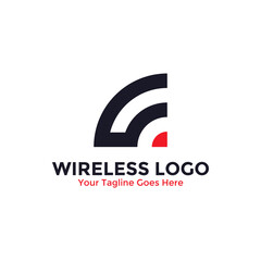 Abstract wireless logo vector. Signal wave and wifi connection concept.