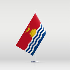 Kiribati flag state symbol isolated on background national banner. Greeting card National Independence Day of the Republic of Kiribati. Illustration banner with realistic state flag.