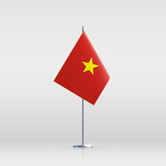 Vietnam flag state symbol isolated on background national banner. Greeting card National Independence Day of the Socialist Republic of Vietnam. Illustration banner with realistic state flag of SRV.