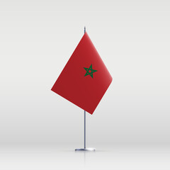 Morocco flag state symbol isolated on background national banner. Greeting card National Independence Day of the Kingdom of Morocco. Illustration banner with realistic state flag.