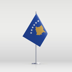 Kosovo flag state symbol isolated on background national banner. Greeting card National Independence Day of the republic of Kosovo. Illustration banner with realistic state flag.