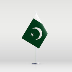 Pakistan flag state symbol isolated on background national banner. Greeting card National Independence Day of the Islamic Republic of Pakistan. Illustration banner with realistic state flag.