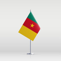 Republica Camerun flag state symbol isolated on background national banner. Greeting card National Independence Day of the Republic of Camerun. Illustration banner with realistic state flag.