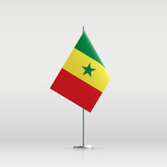 Senegal flag state symbol isolated on background national banner. Greeting card National Independence Day of the Republic of Senegal. Illustration banner with realistic state flag.