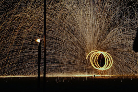 Experience show firework in Koh Samat on Rayong , Thailand. 