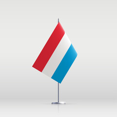 Luxembourg flag state symbol isolated on background national banner. Greeting card National Independence Day of the Grand Duchy of Luxembourg. Illustration banner with realistic state flag.