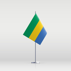 Gabon flag state symbol isolated on background national banner. Greeting card National Independence Day of the Gabonese Republic. Illustration banner with realistic state flag.