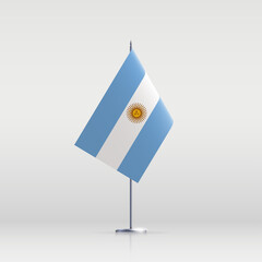 Argentina flag state symbol isolated on background national banner. Greeting card National Independence Day of the Argentine Republic. Illustration banner with realistic state flag.