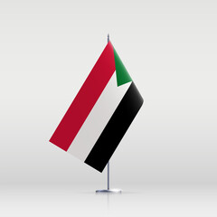 Sudan flag state symbol isolated on background national banner. Greeting card National Independence Day of the Republic of the Sudan. Illustration banner with realistic state flag.