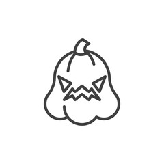 Confused pumpkin face line icon. linear style sign for mobile concept and web design. Pumpkin scared expression outline vector icon. Symbol, logo illustration. Vector graphics