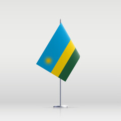Rwanda flag state symbol isolated on background national banner. Greeting card National Independence Day of the Republic of Rwanda. Illustration banner with realistic state flag.