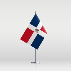 Dominican flag state symbol isolated on background national banner. Greeting card National Independence Day of the Dominican Republic. Illustration banner with realistic state flag.