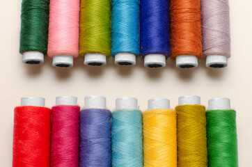 Multicolor sewing thread roll background