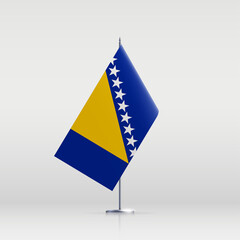 Bosnia flag state symbol isolated on background national banner. Greeting card National Independence Day of the Bosnia and Herzegovina. Illustration banner with realistic state flag of B&H.