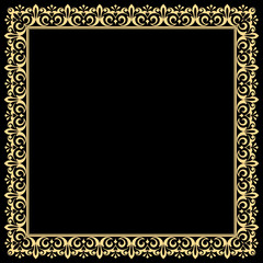 Decorative frame Elegant vector element for design in Eastern style, place for text. Floral golden border. Lace illustration for invitations and greeting cards