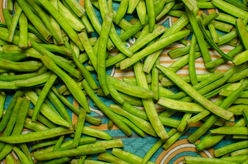 Fresh Indian green vegetables on cloth