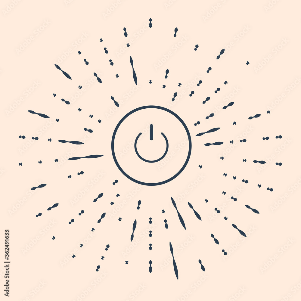 Poster black power button icon isolated on beige background. start sign. abstract circle random dots. vecto