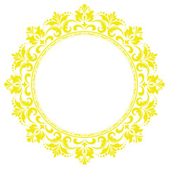 Decorative frame Elegant vector element for design in Eastern style, place for text. Floral yellow border. Lace illustration for invitations and greeting cards
