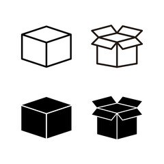 set of box icons. Cardboard box, packaging open. Open Box icon vector