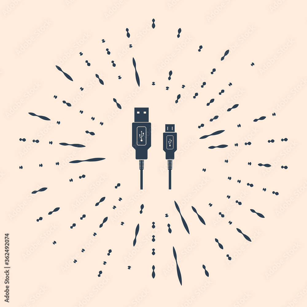Poster usb micro cables icon on beige background. connectors and sockets for pc and mobile devices. compute