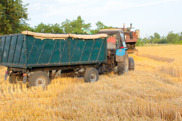 combine harvester working on a field