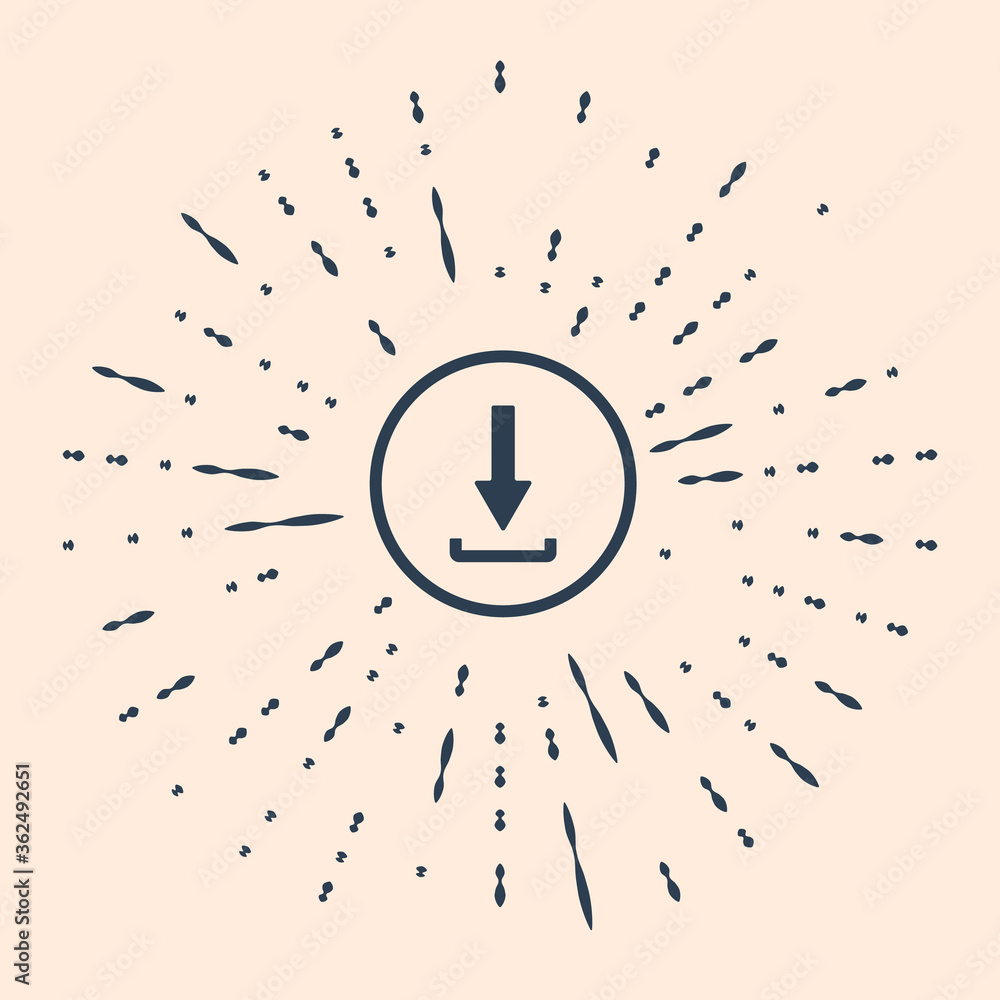 Poster black download icon isolated on beige background. upload button. load symbol. arrow point to down. a