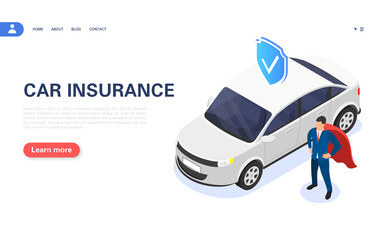 Car insurance concept. The insurance agent guarantees vehicle protection.