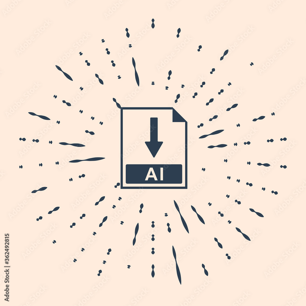 Poster black ai file document icon. download ai button icon isolated on beige background. abstract circle r