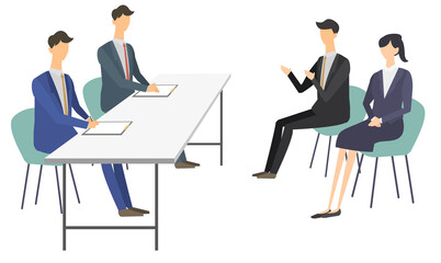 グループ面接　転職活動　ベクターイラスト