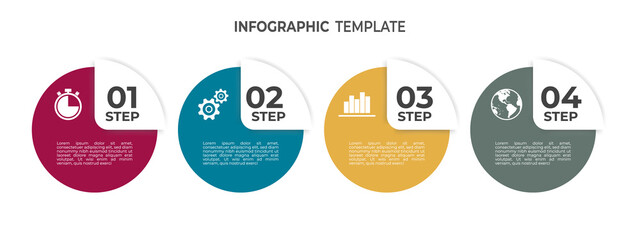 Timeline infographic template circle 4 options.